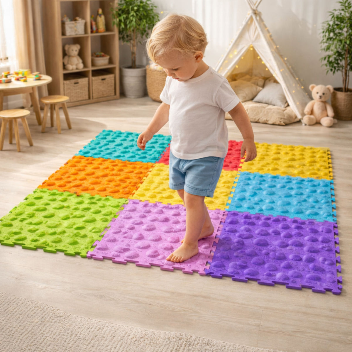 Érzékszervi Út Puzzle Lapok Különféle szerkezetek Színek 24,5 cm 10 db.