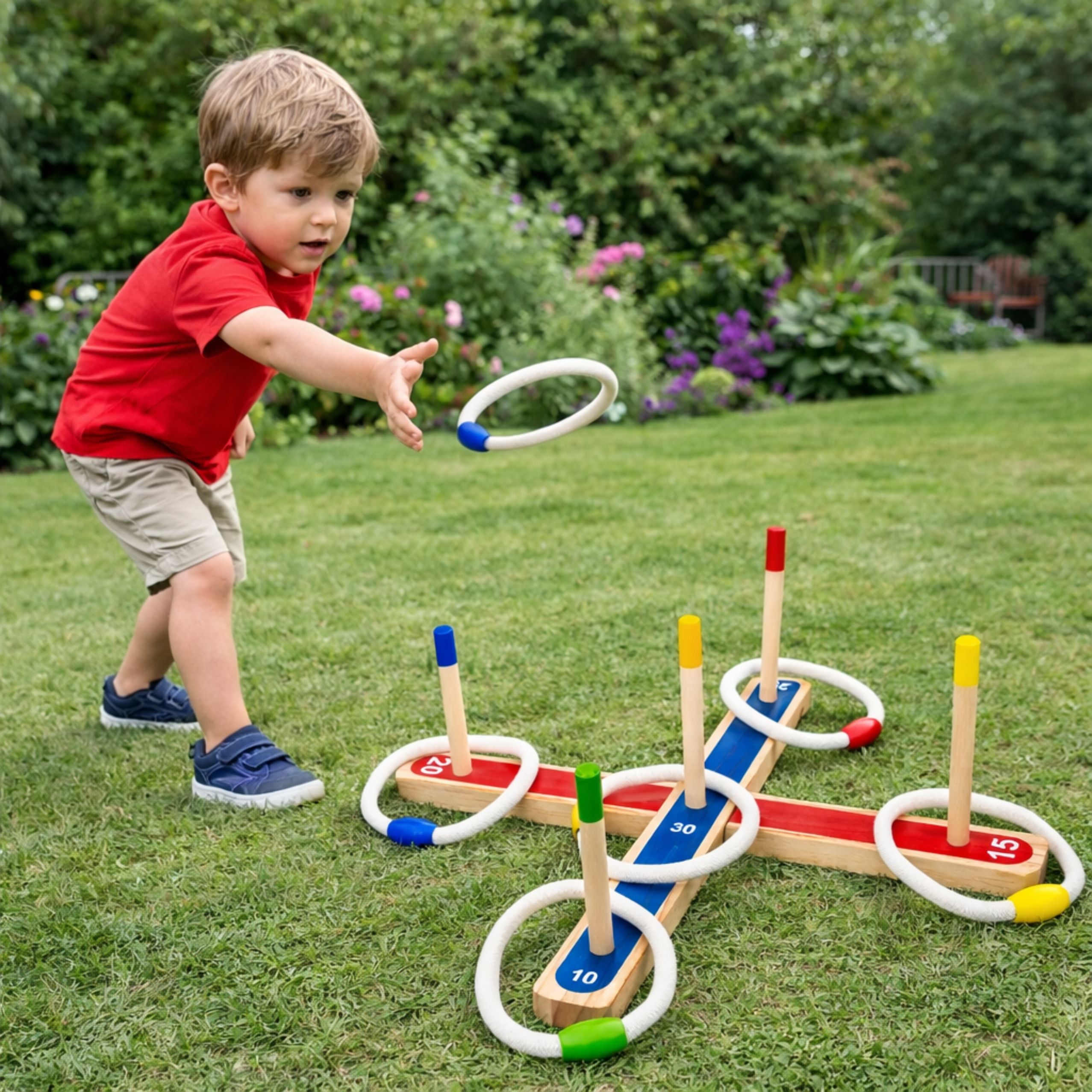 Wooden Ring Throwing Skill Game Family Game With Scoring
