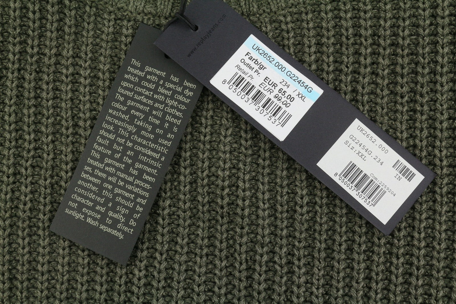 Khakifarbener Baumwollpullover