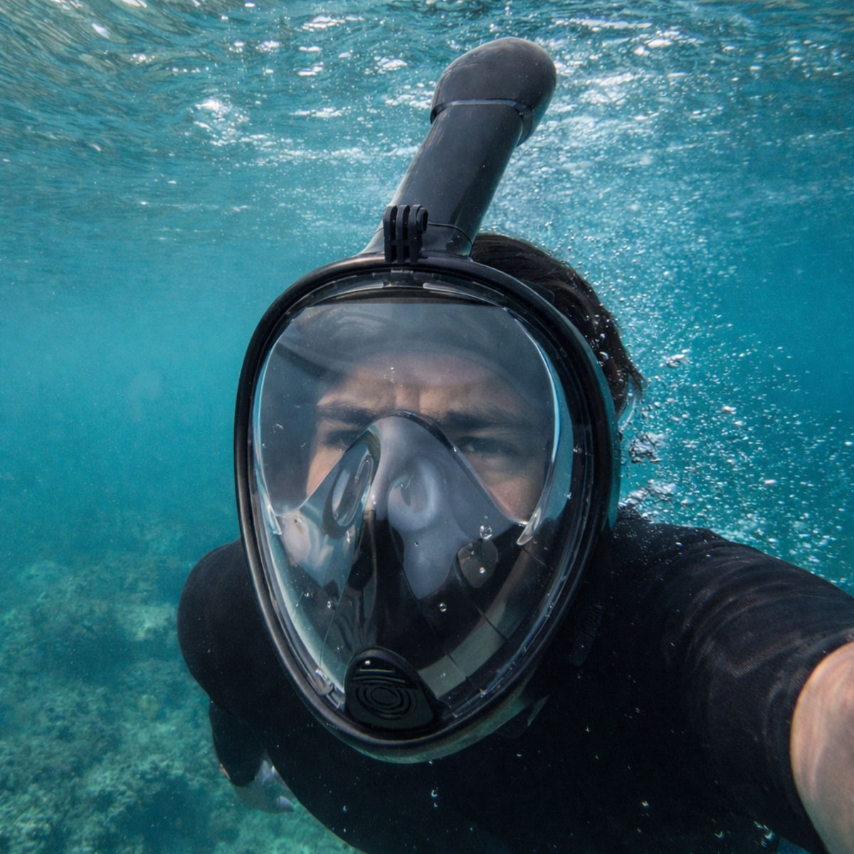 Full Face Snorkeling Diving Mask With Anti-fog System Black L/xl