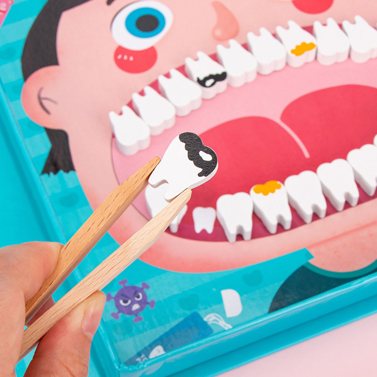 Wooden Little Dentist Set Magnetic Book Teeth Tools