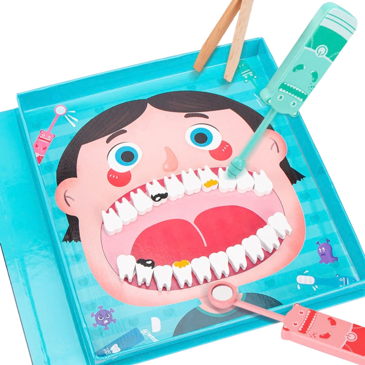 Wooden Little Dentist Set Magnetic Book Teeth Tools