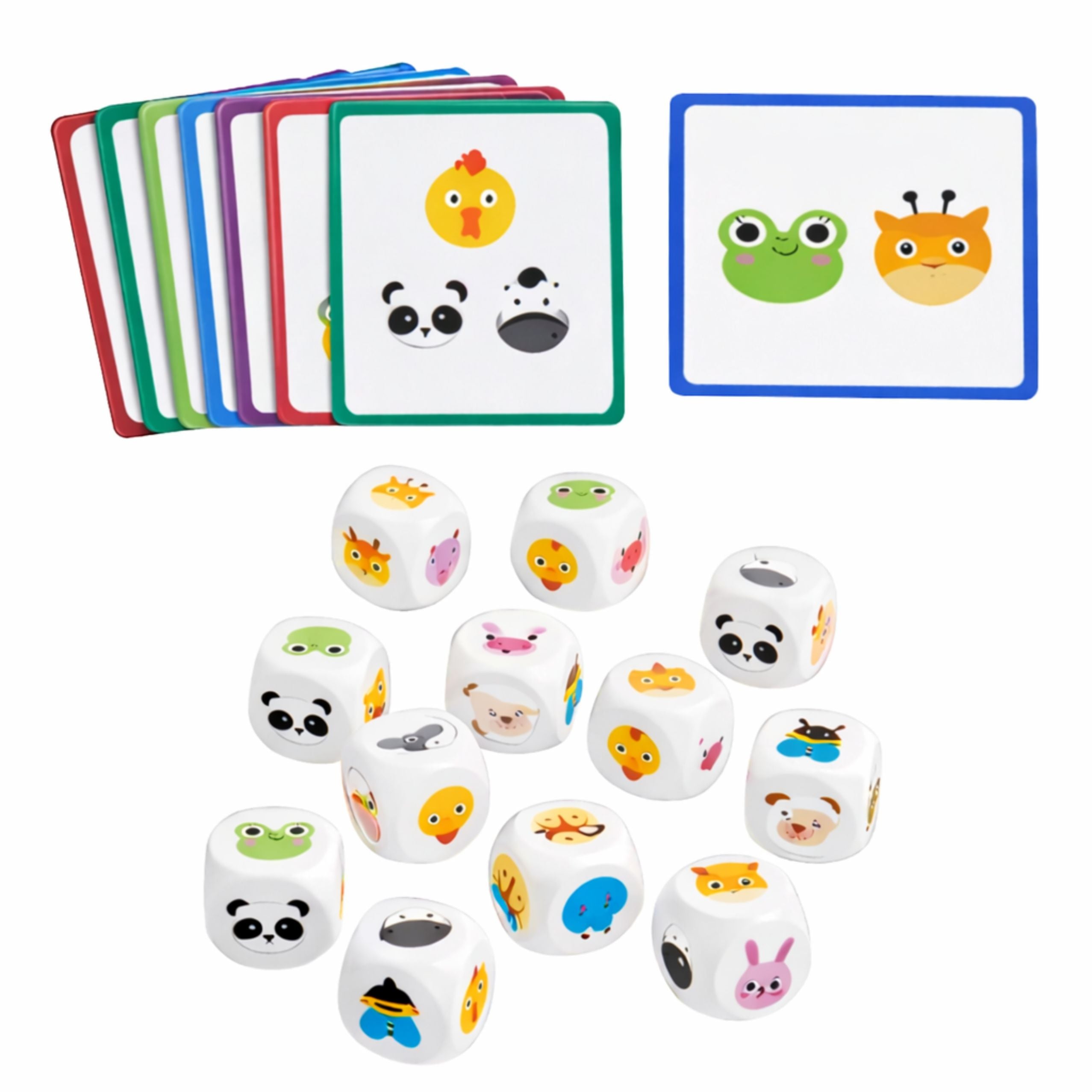 Educational Game For Kids Match Animals Wooden Dice Cards