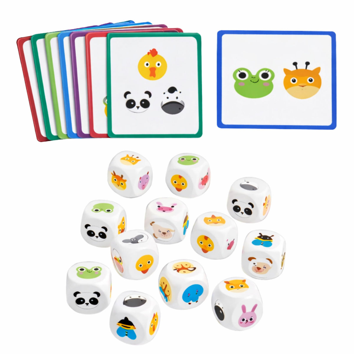 Educational Game For Kids Match Animals Wooden Dice Cards