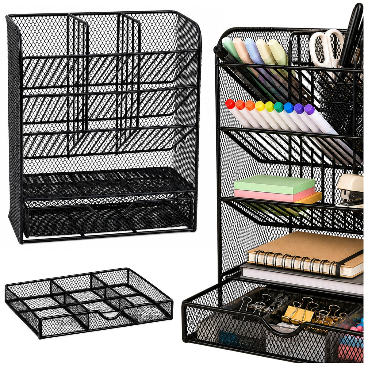 Metal Desk Organizer For Pens And Accessories Black