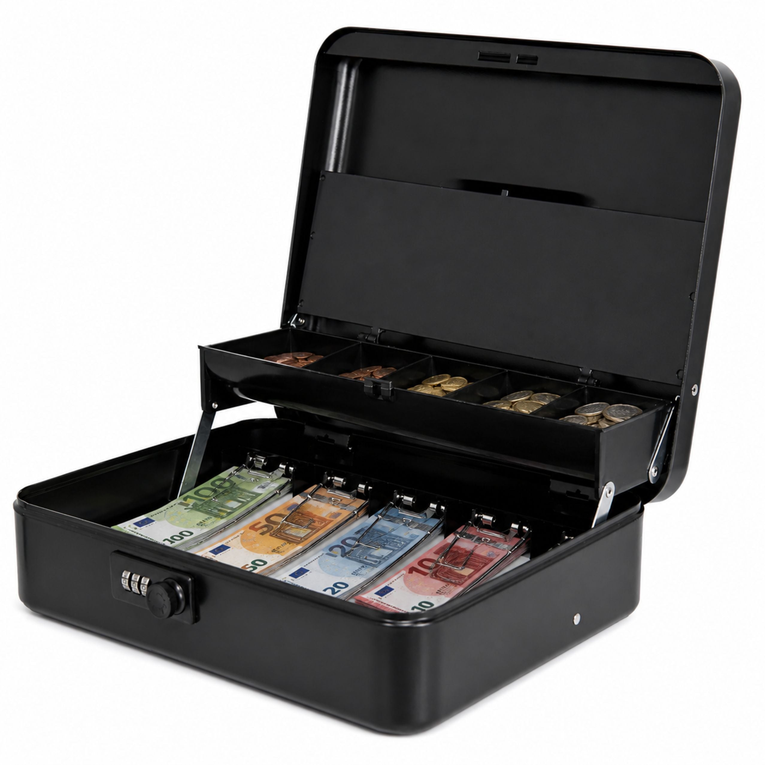 Metal Code Box For Money Banknotes Documents Black 30x24 Cm
