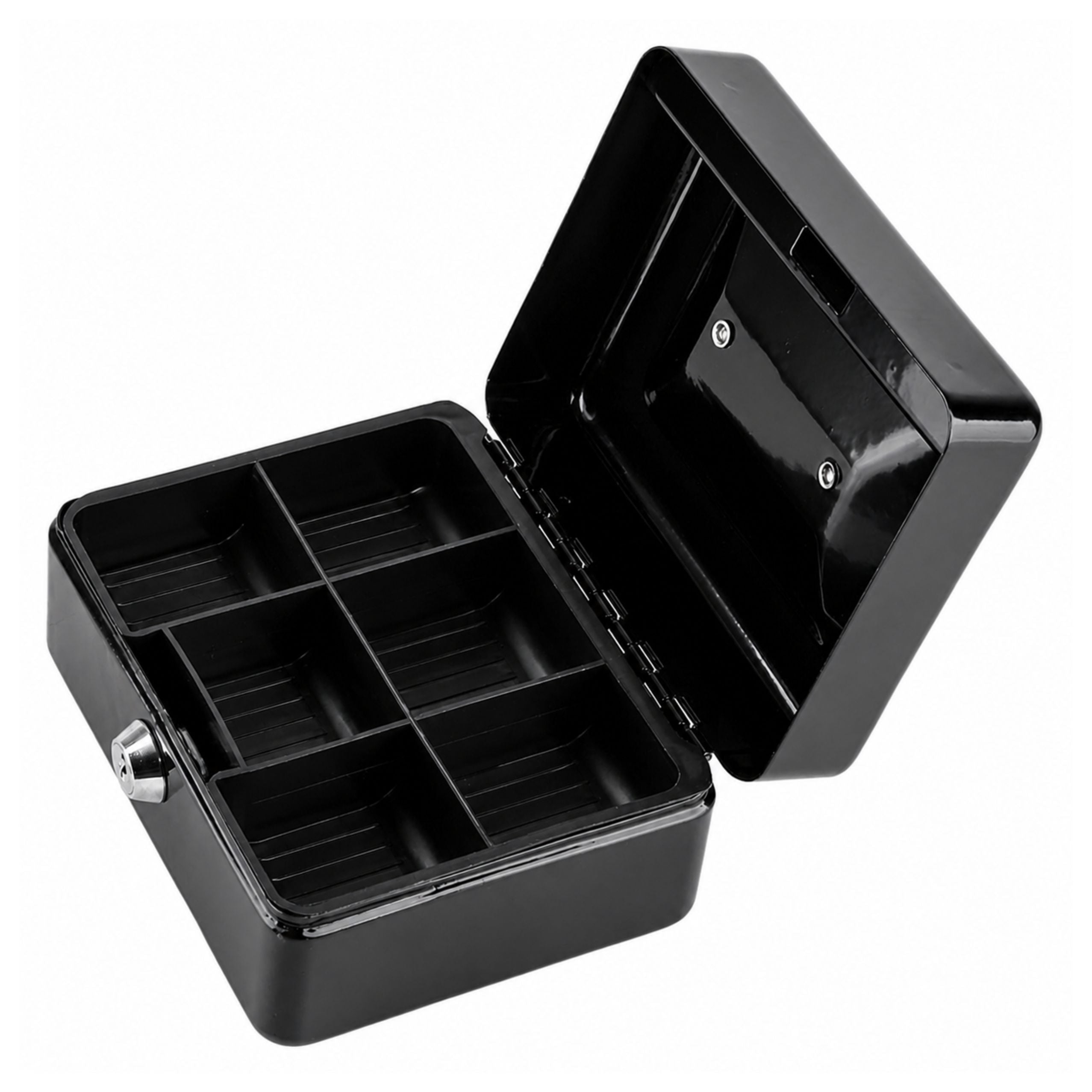 Small Metal Money Box Safe With Key Locker Black 13x10 Cm