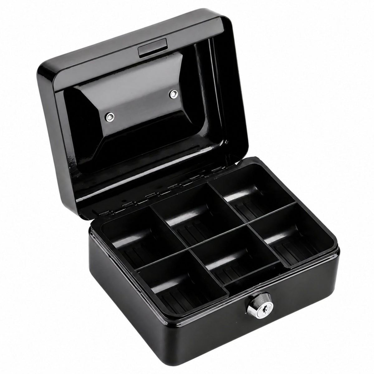 Small Metal Money Box Safe With Key Locker Black 13x10 Cm