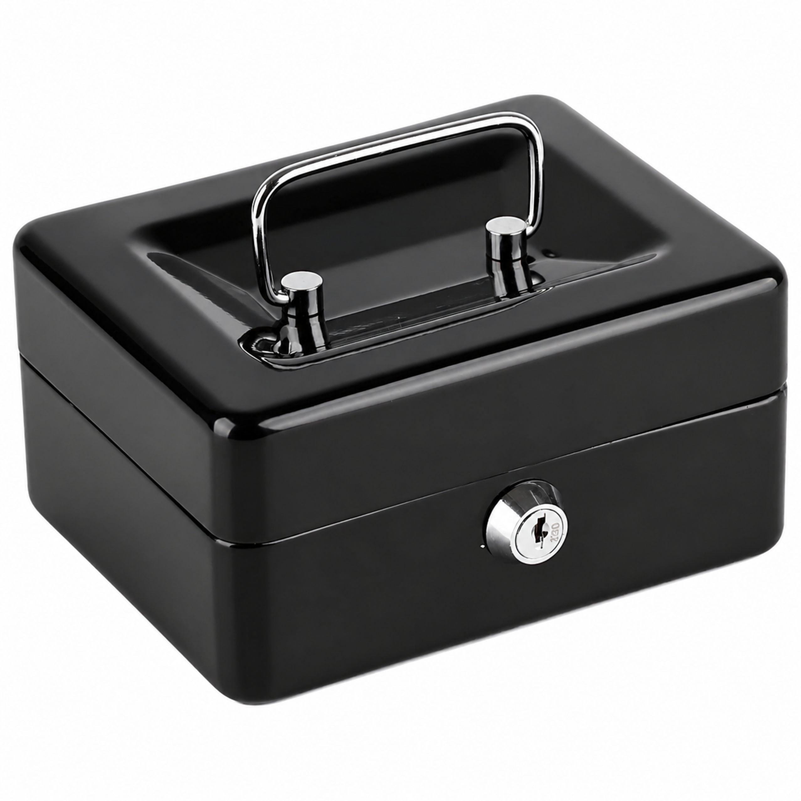 Small Metal Money Box Safe With Key Locker Black 13x10 Cm