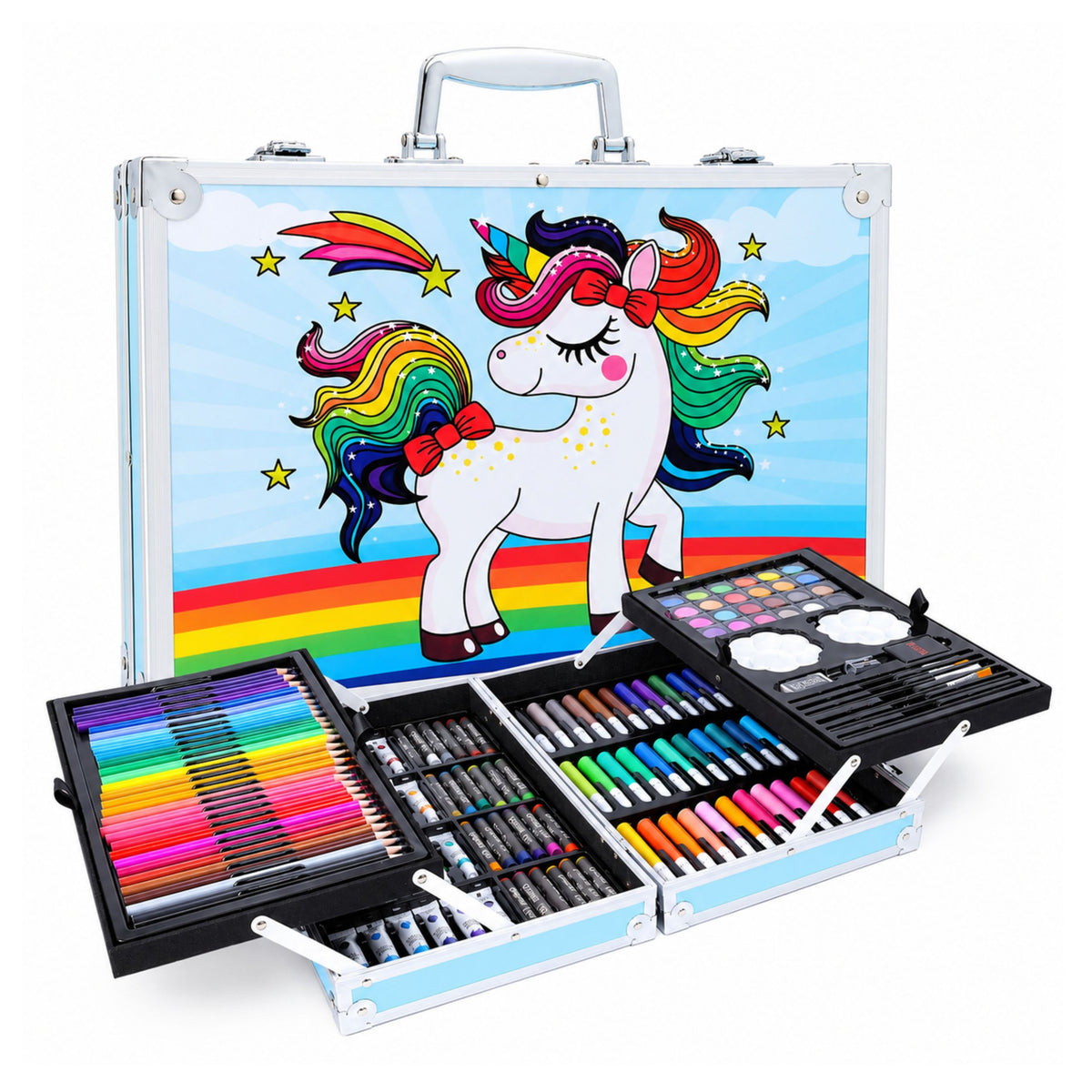 Set Arte Per Bambini Valigia Unicorno Blu 150 Pz.