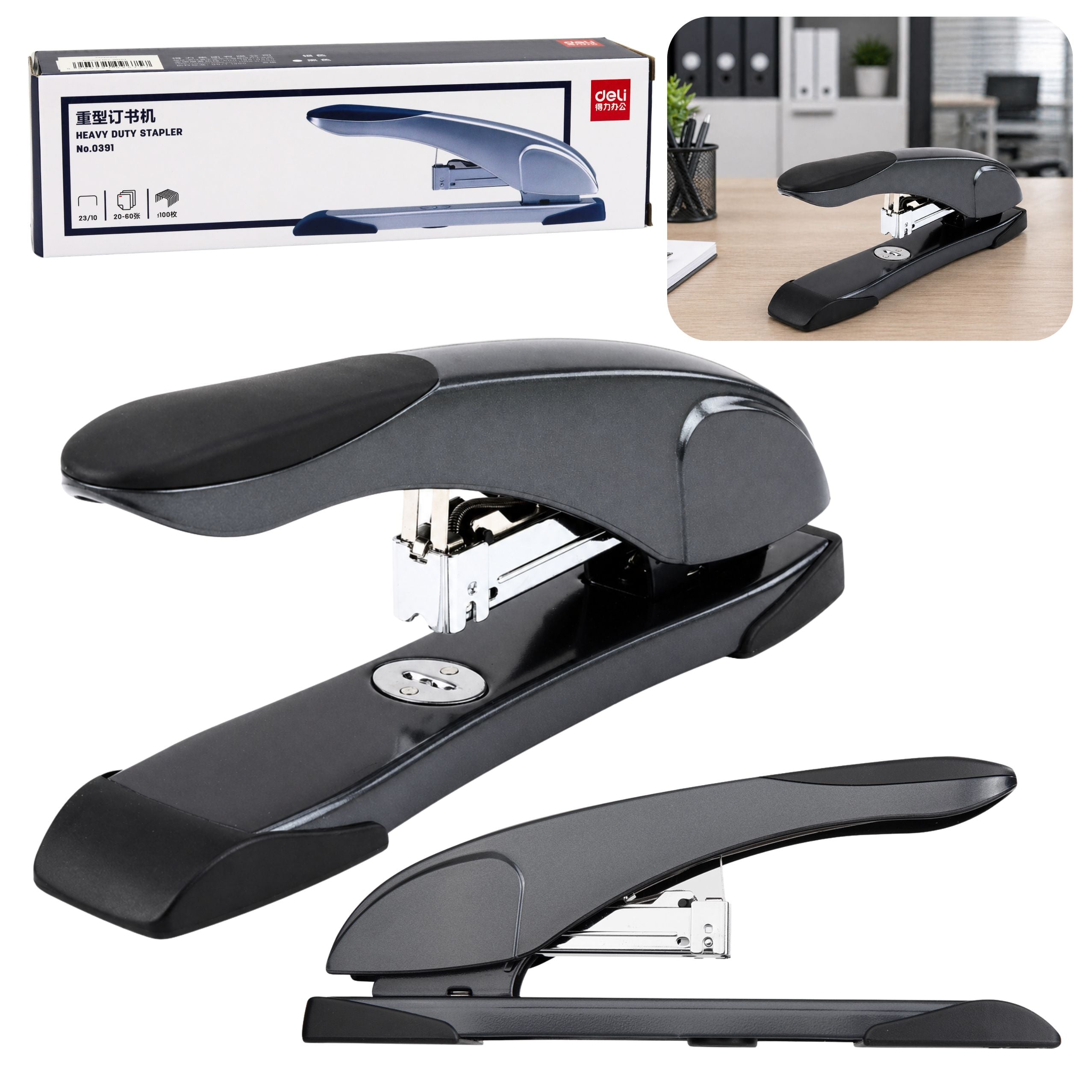 Large Office School Stapler Staples Up To 100 Sheets 23/10 Black