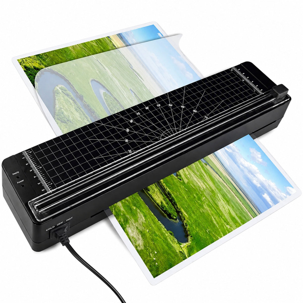 Laminátor 3 v 1 s těsněním a gilotinou pro fotografické dokumenty formátu A3 Černá