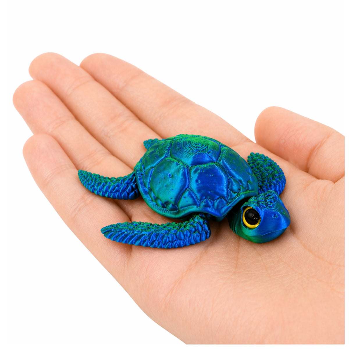 3d Sea Turtle Figurine Movable Fins Head Blue-green 8 Cm