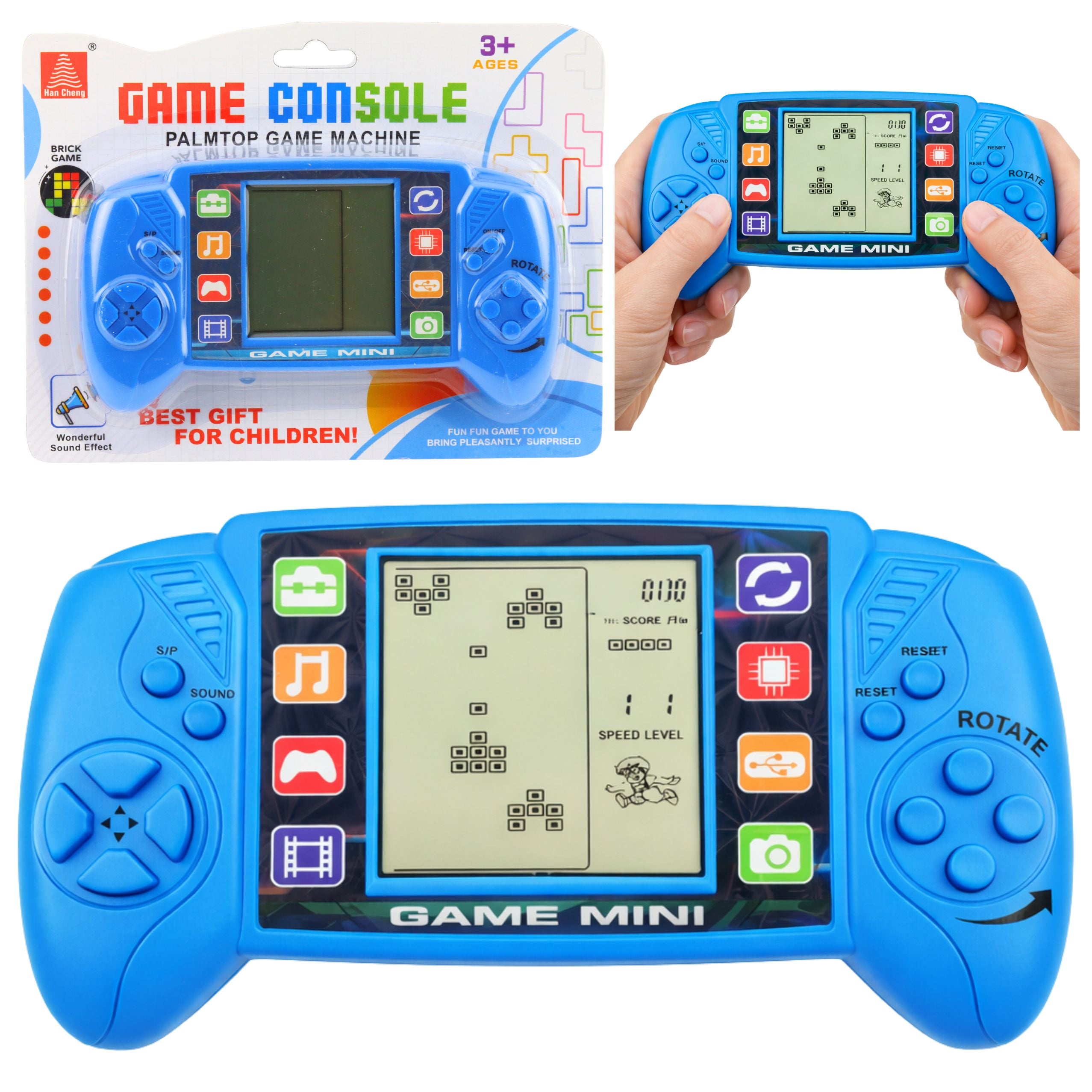 Tetris hordozható LCD elektronikus játékkonzol kék