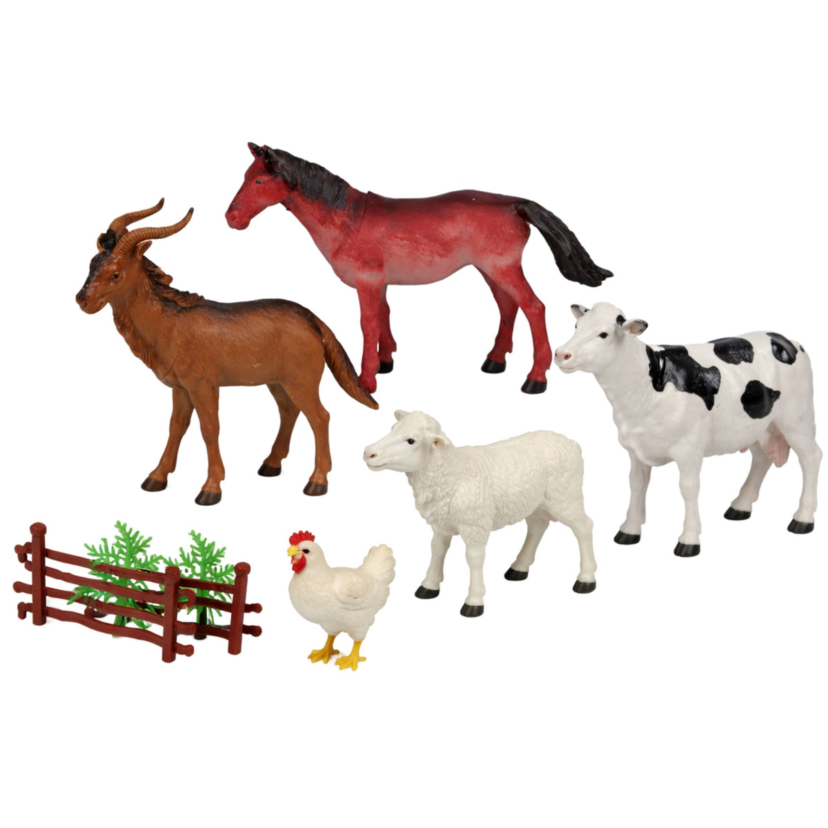 Set Of Figurines Animals Farm Trees Fence 13 Pcs.