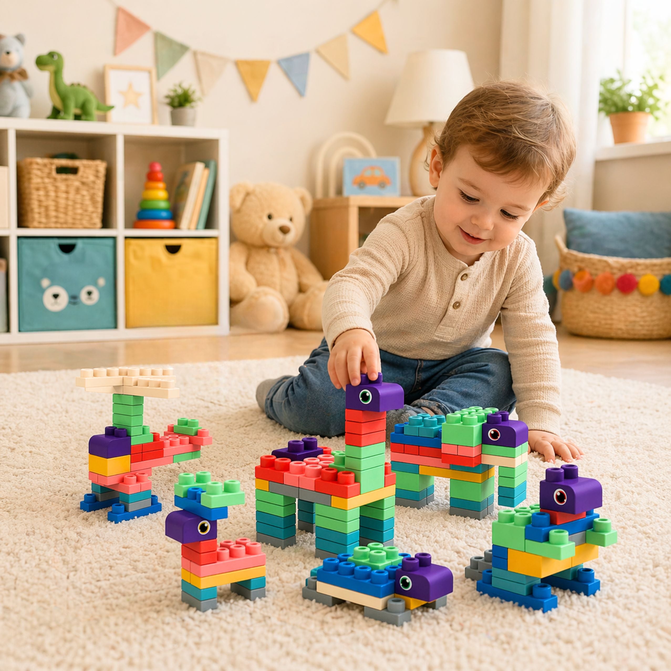 Soft Sensory Silicone Construction Blocks Colorful 80 Pcs.
