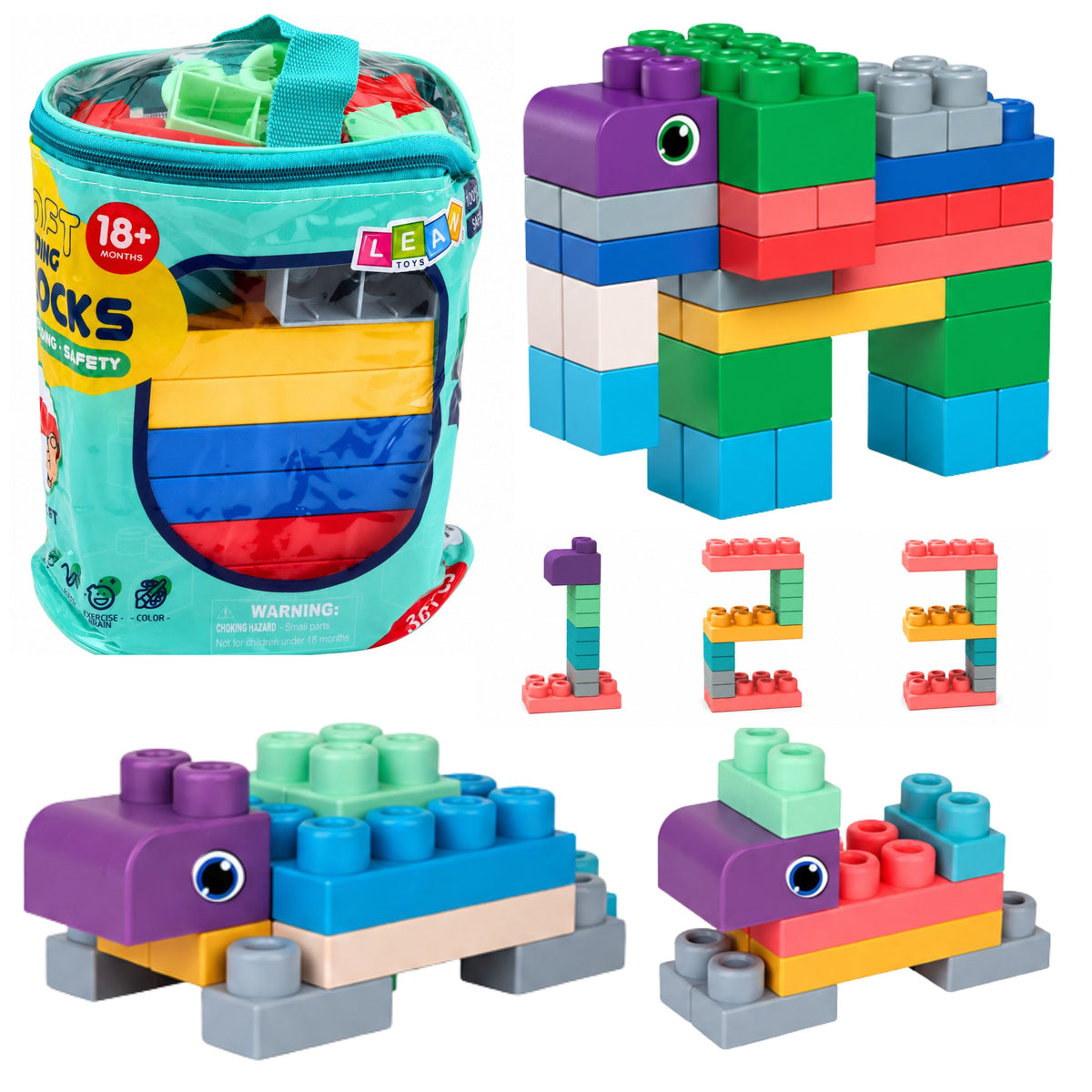 Soft Sensory Construction Blocks In A Bag For Children Colorful 30 Pcs.