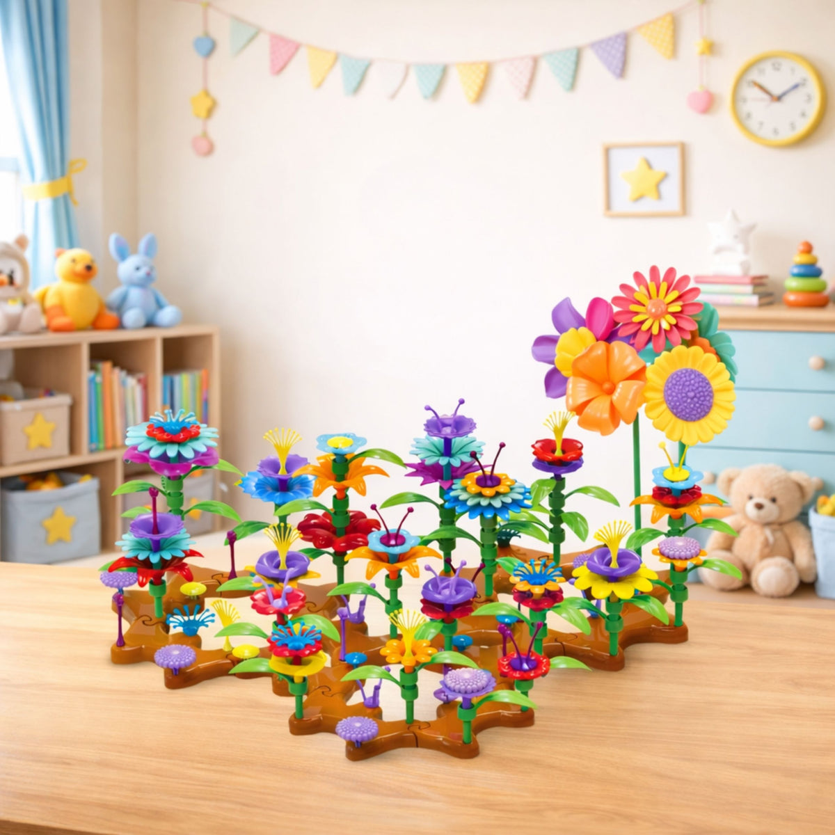 Gör-det-själv-blommor Färgglada trädgårdsbyggstensset 148 st.