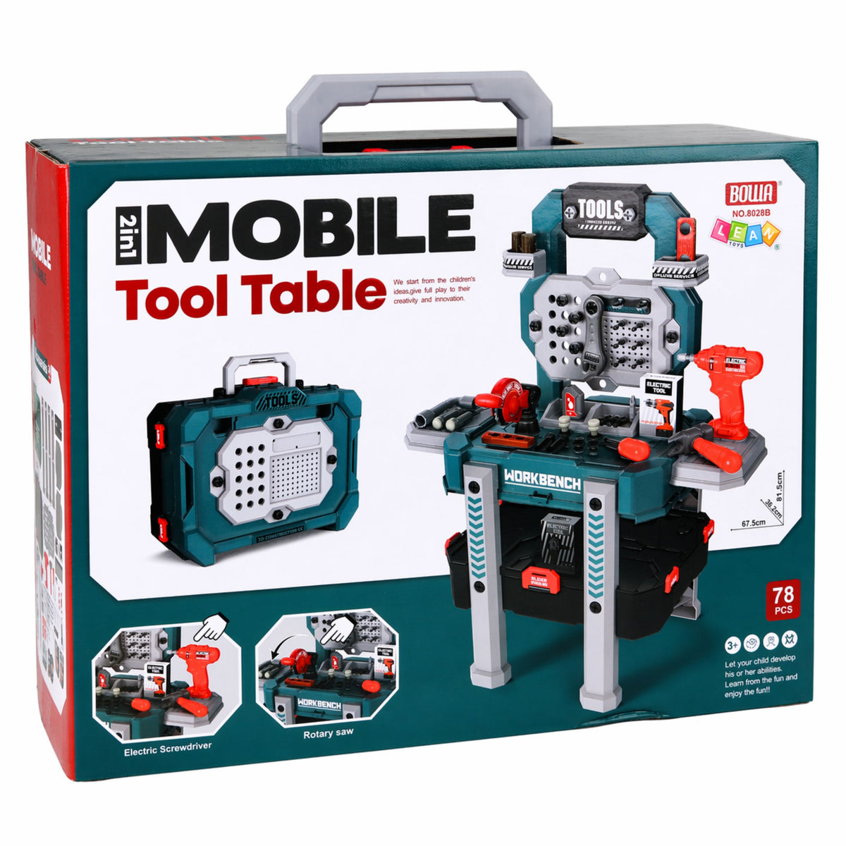 Diy Set 2-in-1 Tool Table Suitcase Workshop Screwdriver 78 Pcs.