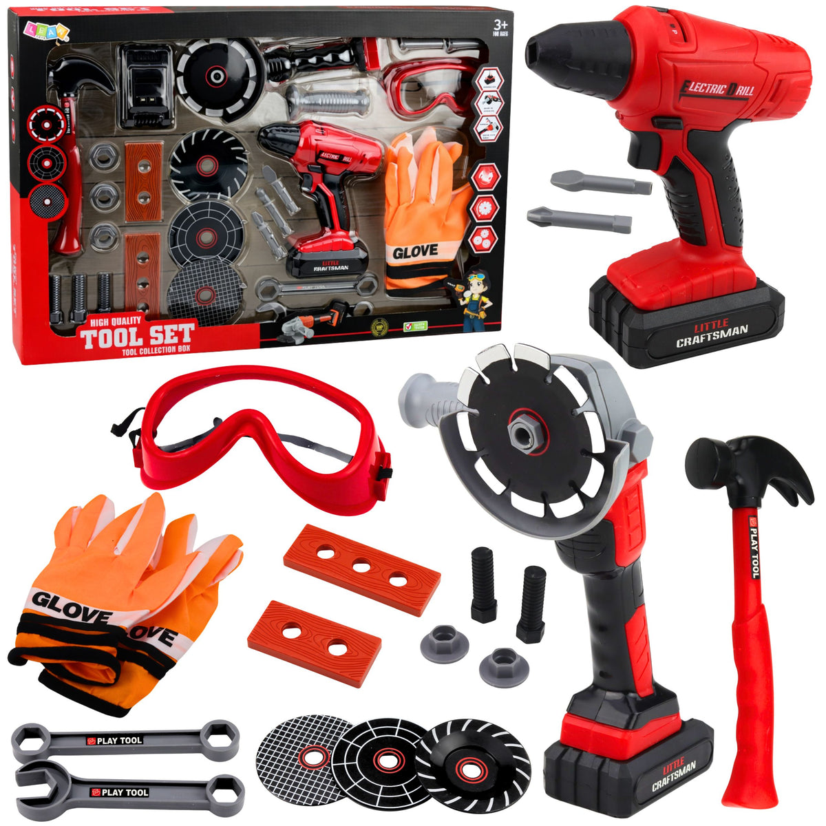 Large Tool Set For Children Battery-operated Screwdriver Grinder 28 Pcs.