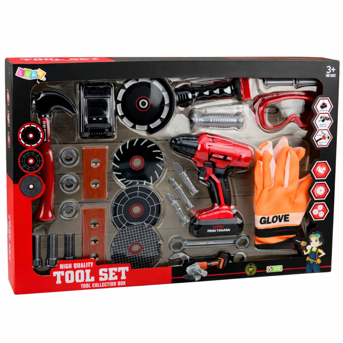 Large Tool Set For Children Battery-operated Screwdriver Grinder 28 Pcs.