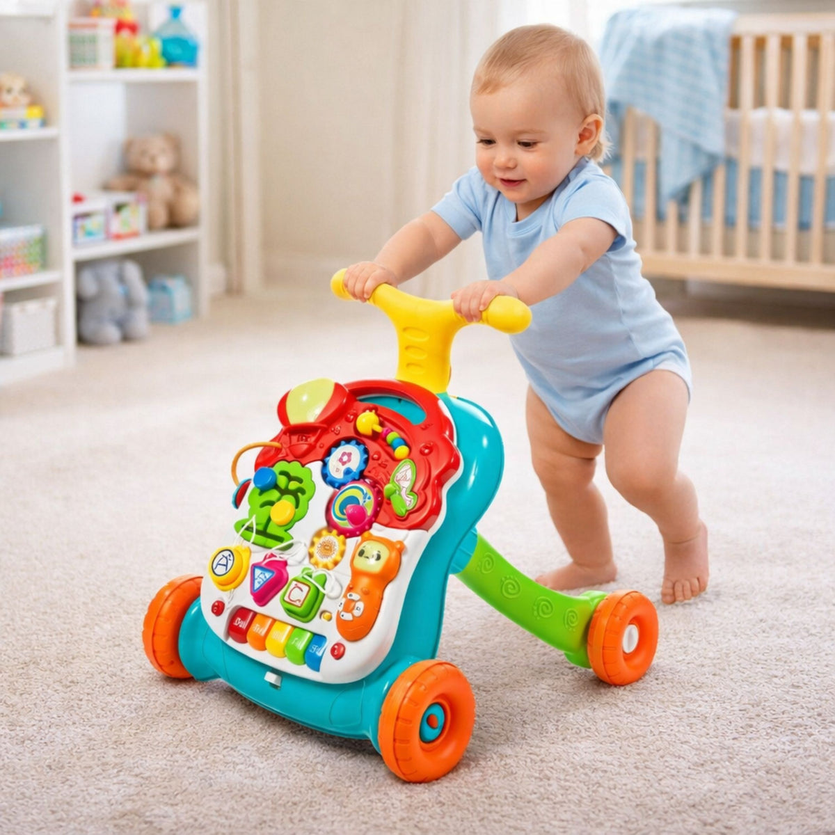 Educational Walker Pusher Table Interactive Panel 5 In 1 Mehrfarbig