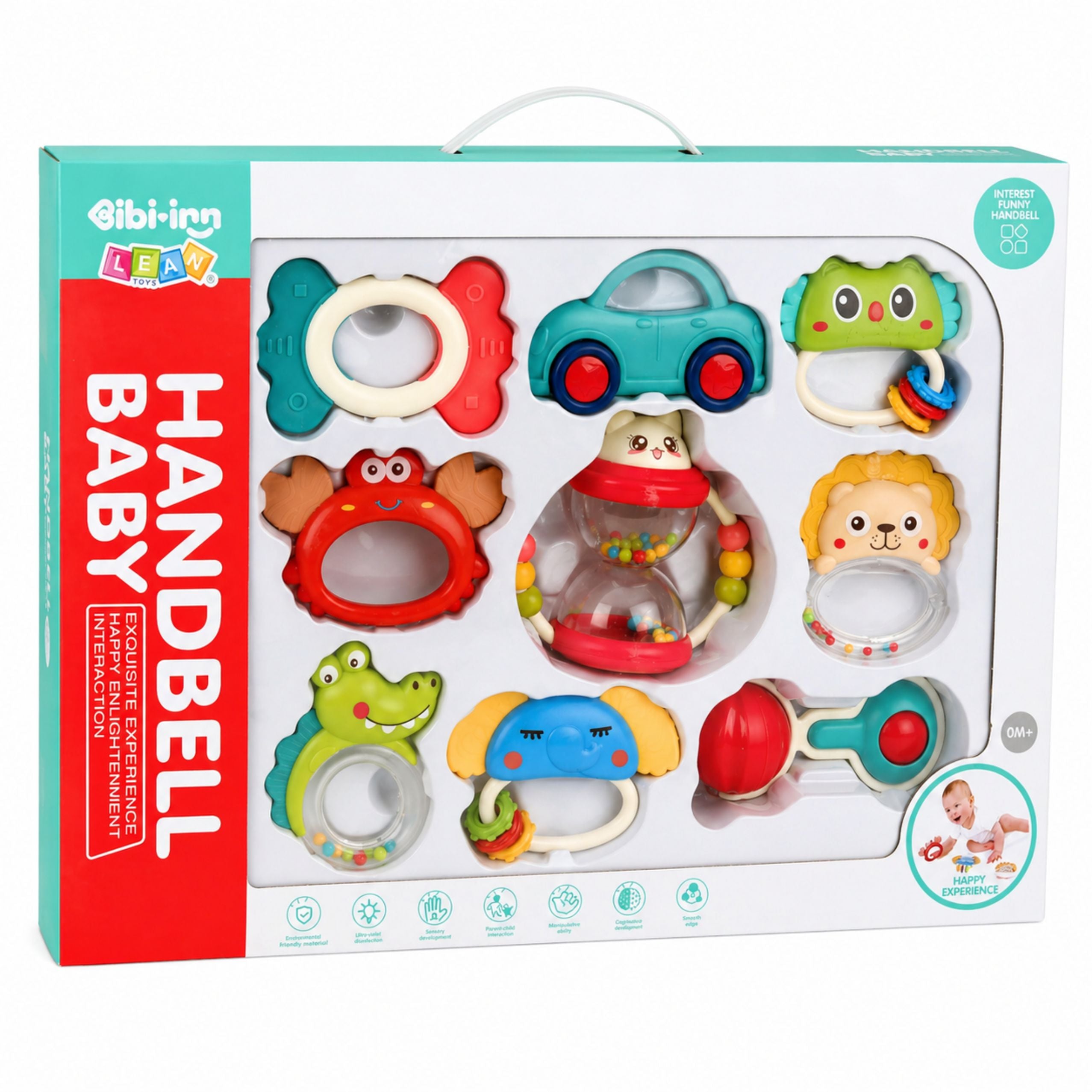 Set Of Rattles Teethers Toys For Toddlers Colorful Moving 9 Pcs.