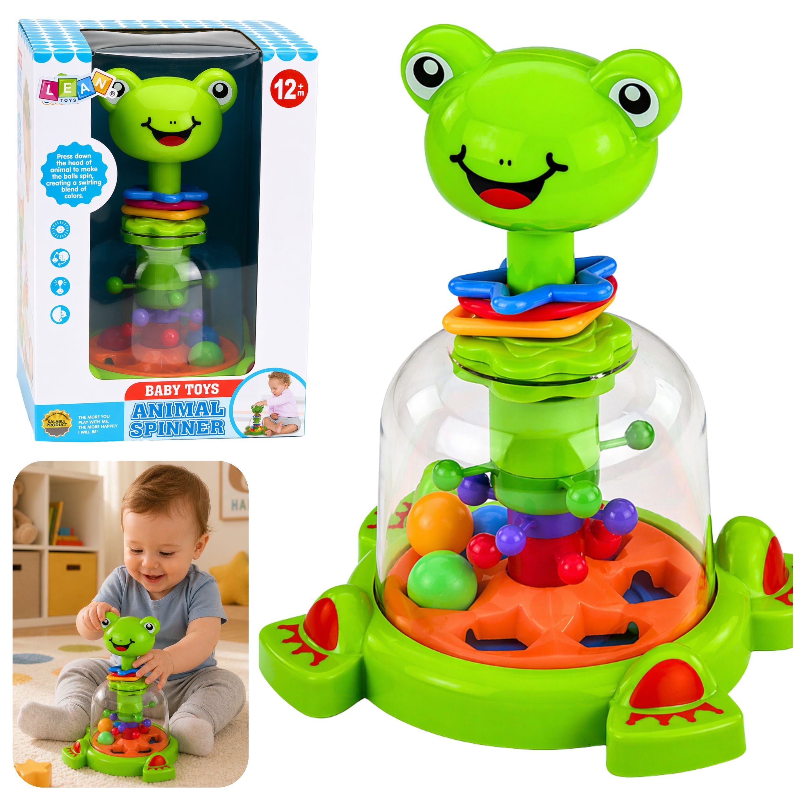Interactive Frog Spinner With Spinning Balls For Babies