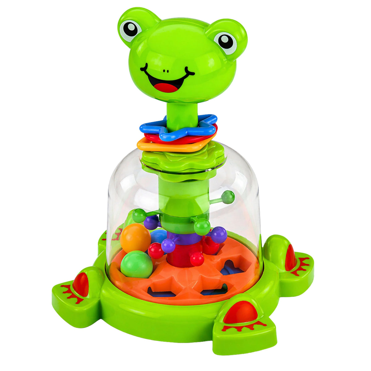 Spinner interactivo de rana con bolas giratorias para bebés