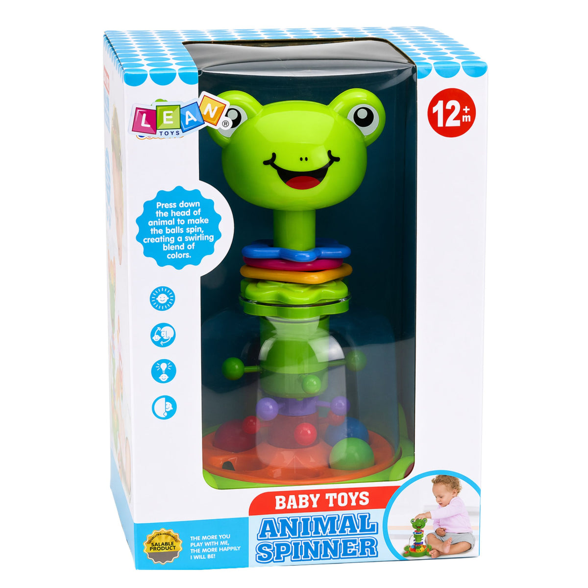Spinner interactivo de rana con bolas giratorias para bebés
