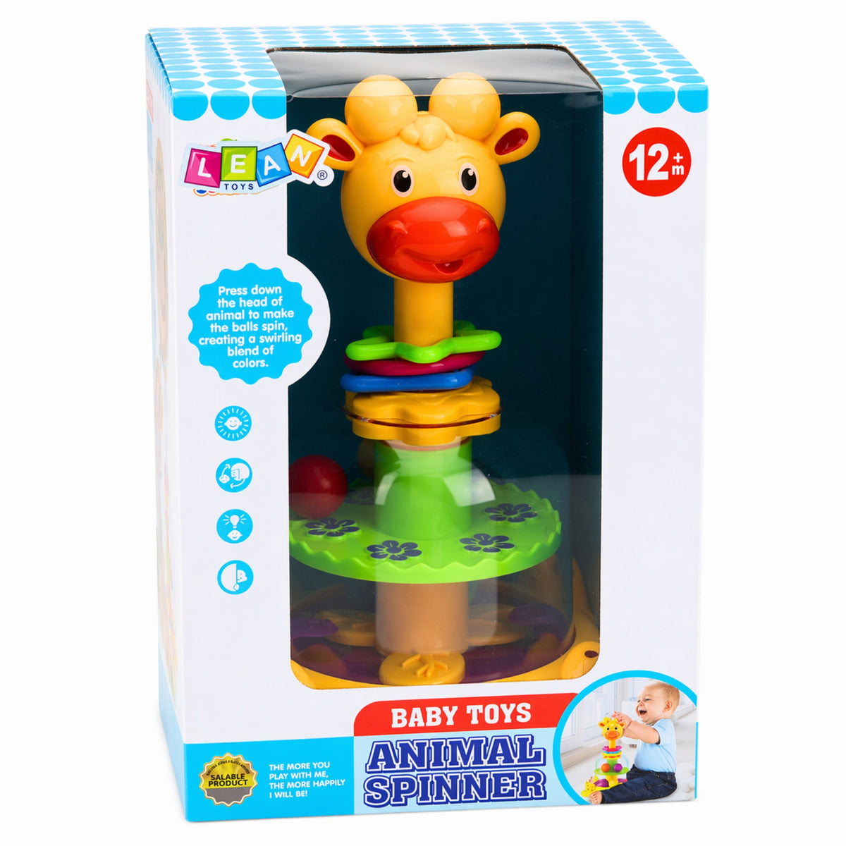 Interactive Giraffe Spinning Top With Spinning Balls For Babies