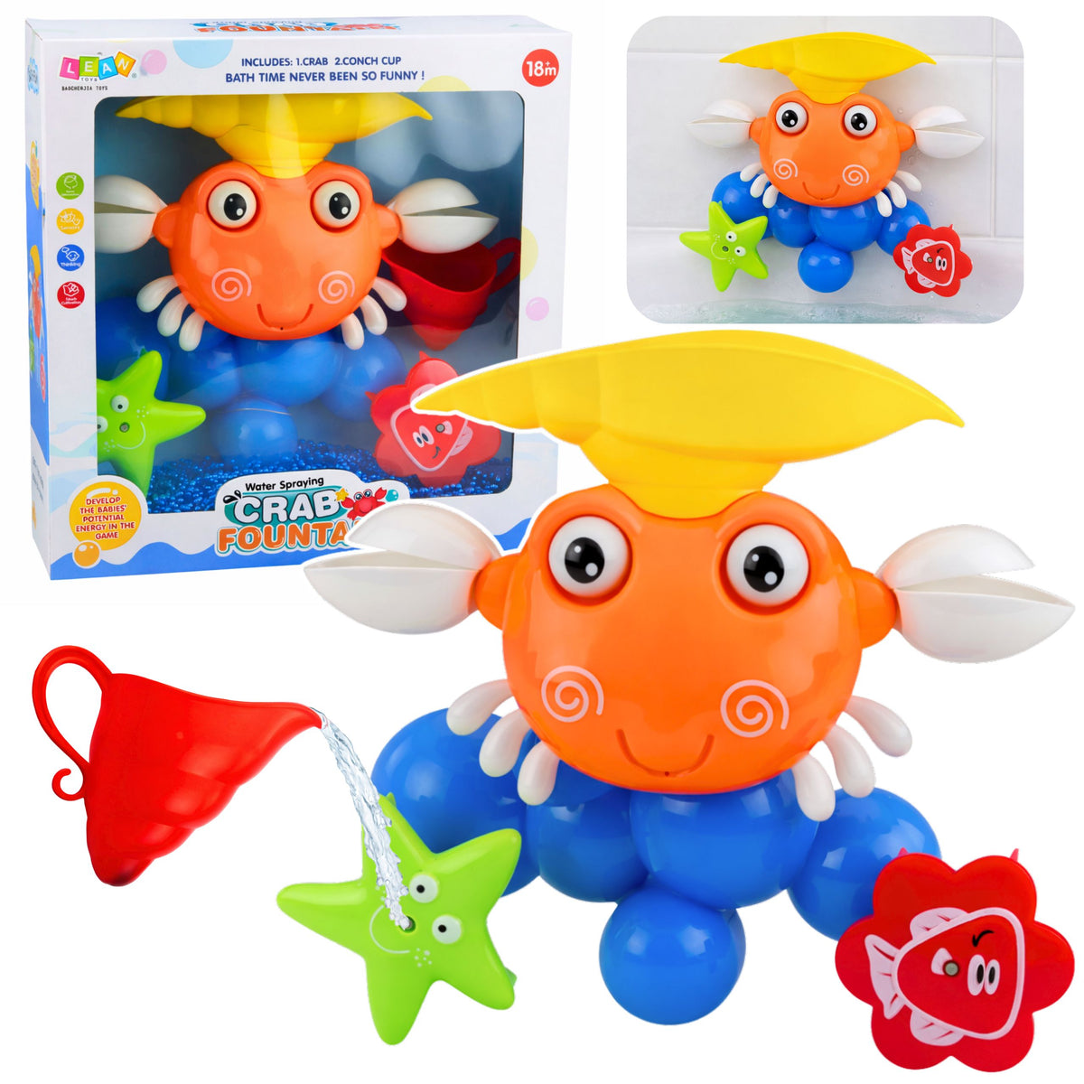 Crab Bath Set Fountain Interactive Toy With Suction Cups
