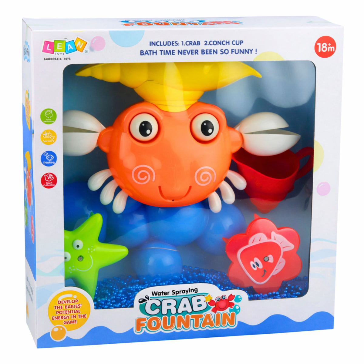 Crab Bath Set Fountain Interactive Toy With Suction Cups