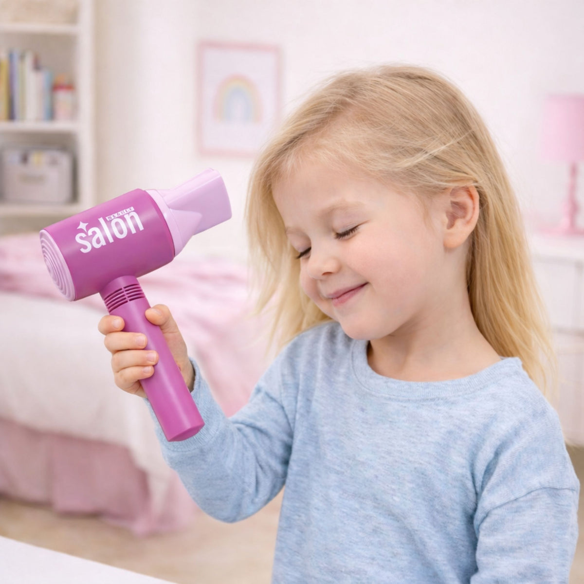 Kinder-Friseursalon-Set, Haartrockner, Spiegel, Kamm, Zubehör