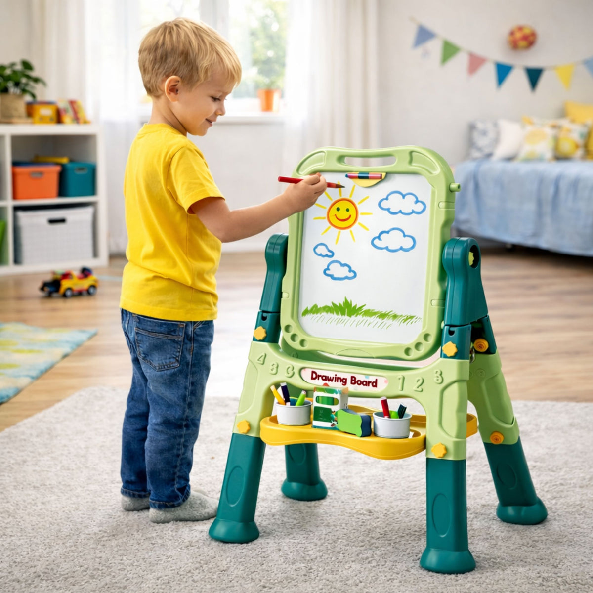 Double-sided Magnetic Dry-erase Chalk Board With Magnets And Chalks 48 pcs.