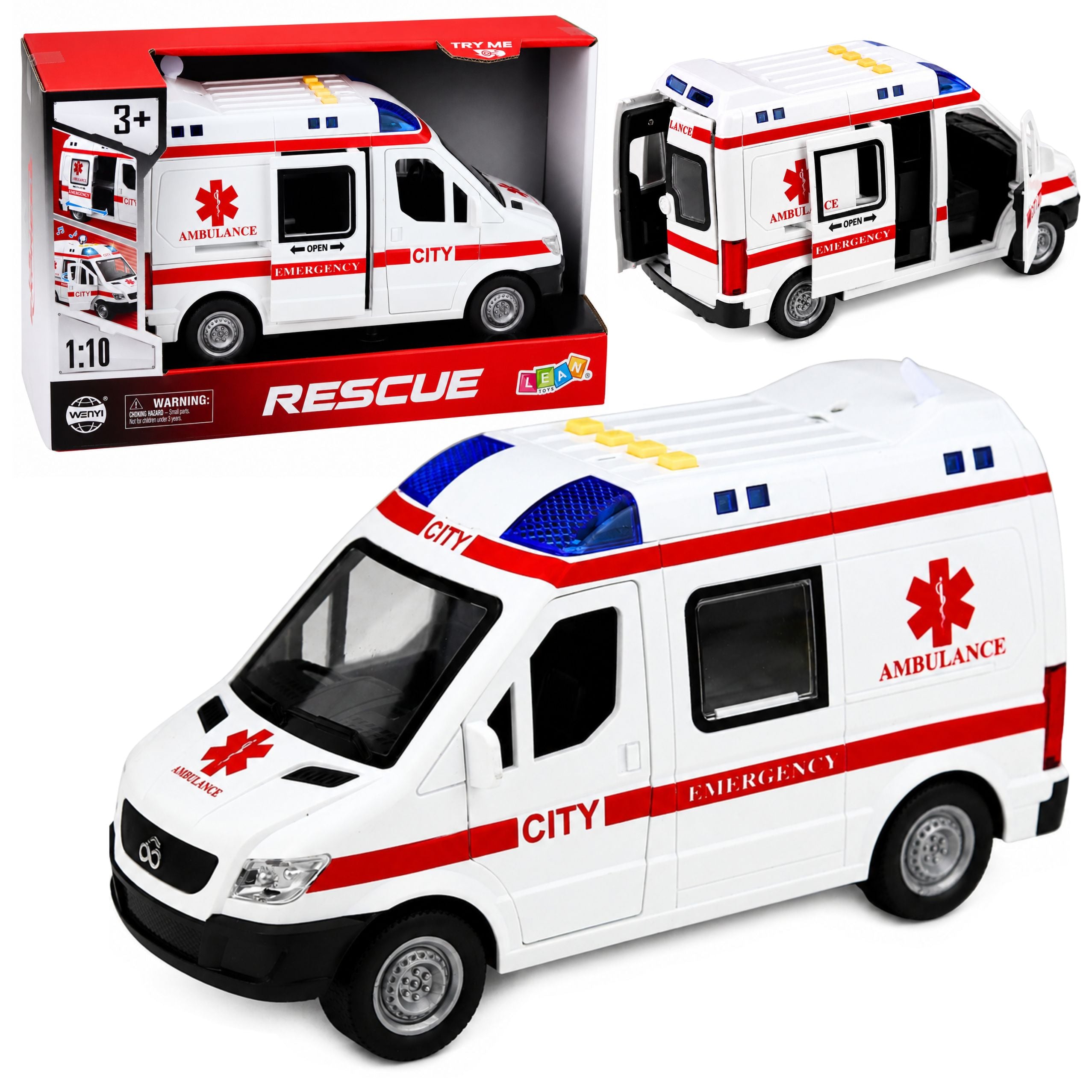 Ambulance Stretcher Drive Lights Sounds White 1:10