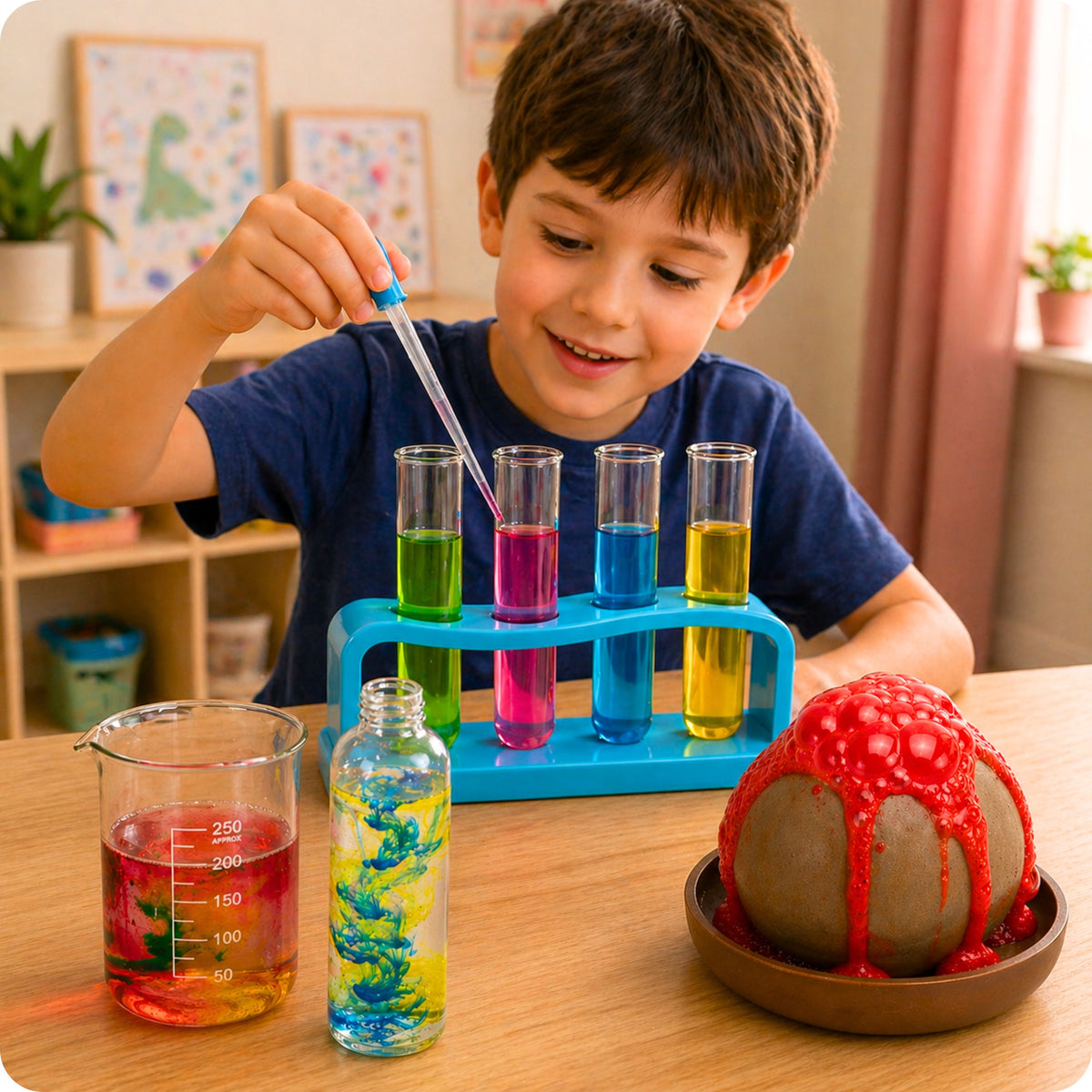 Experimentos de volcanes del kit educativo experimental 14 en 1 de Little Chemist