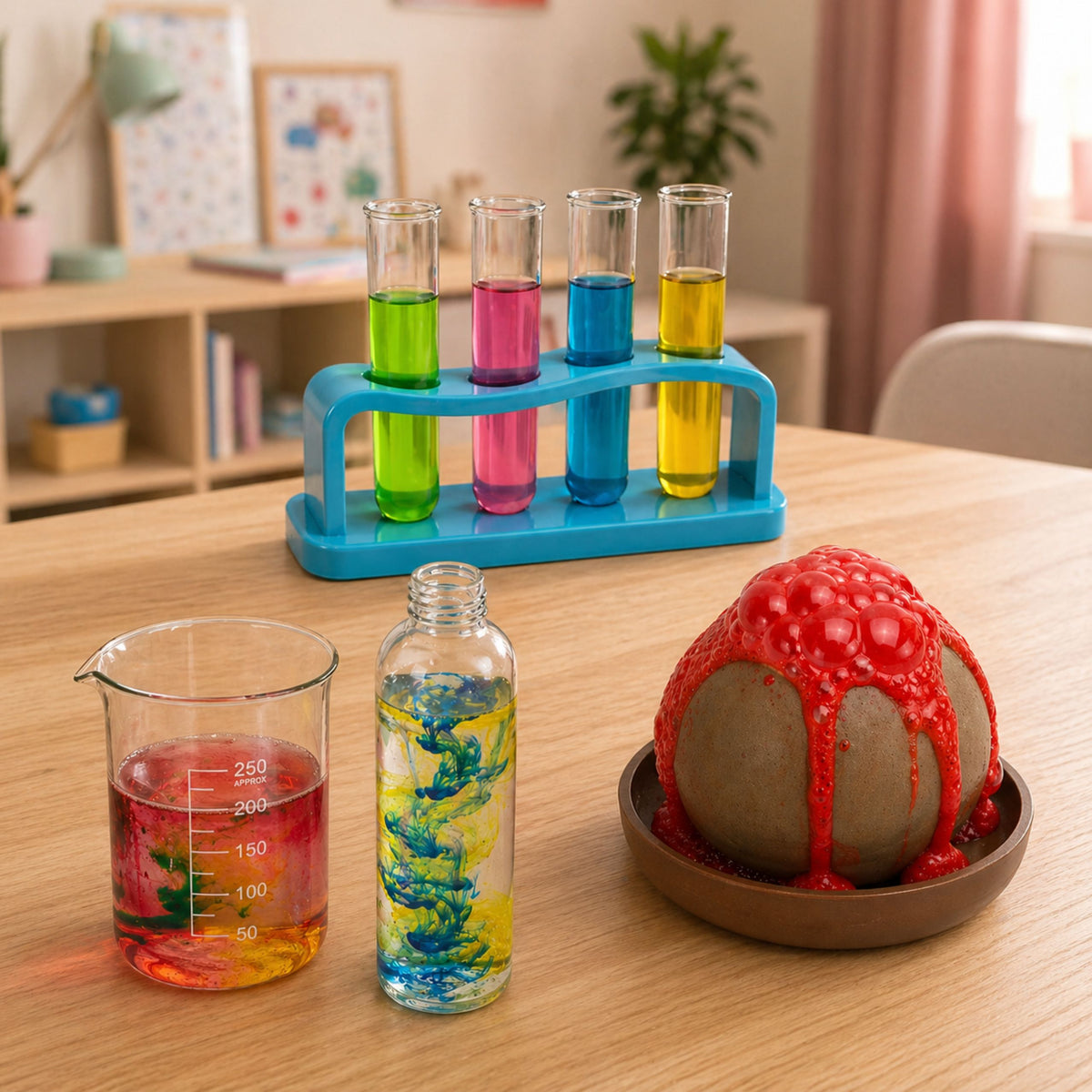 Experimentos de volcanes del kit educativo experimental 14 en 1 de Little Chemist