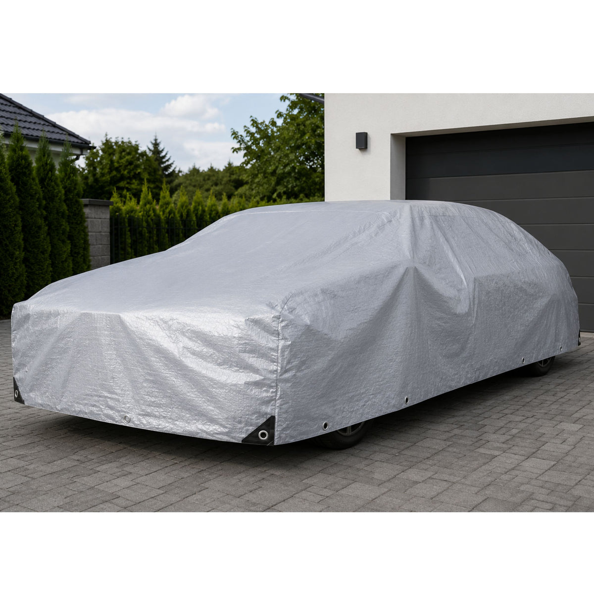 Tarpaulin Waterproof Reinforced Protective Rainproof Foil Gray 2x4 M
