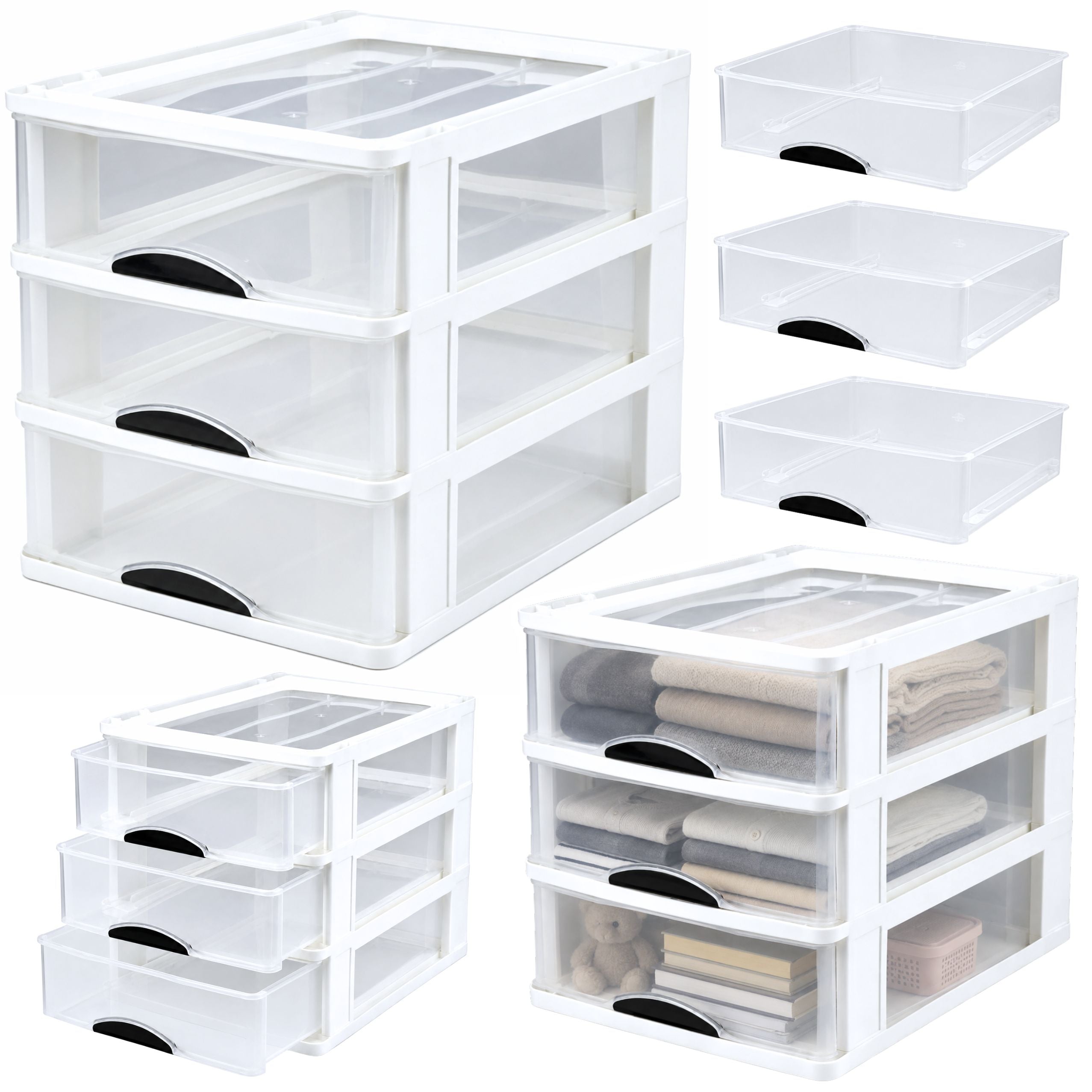 Multifunctional Organizer 3 Drawers Plastic Container White