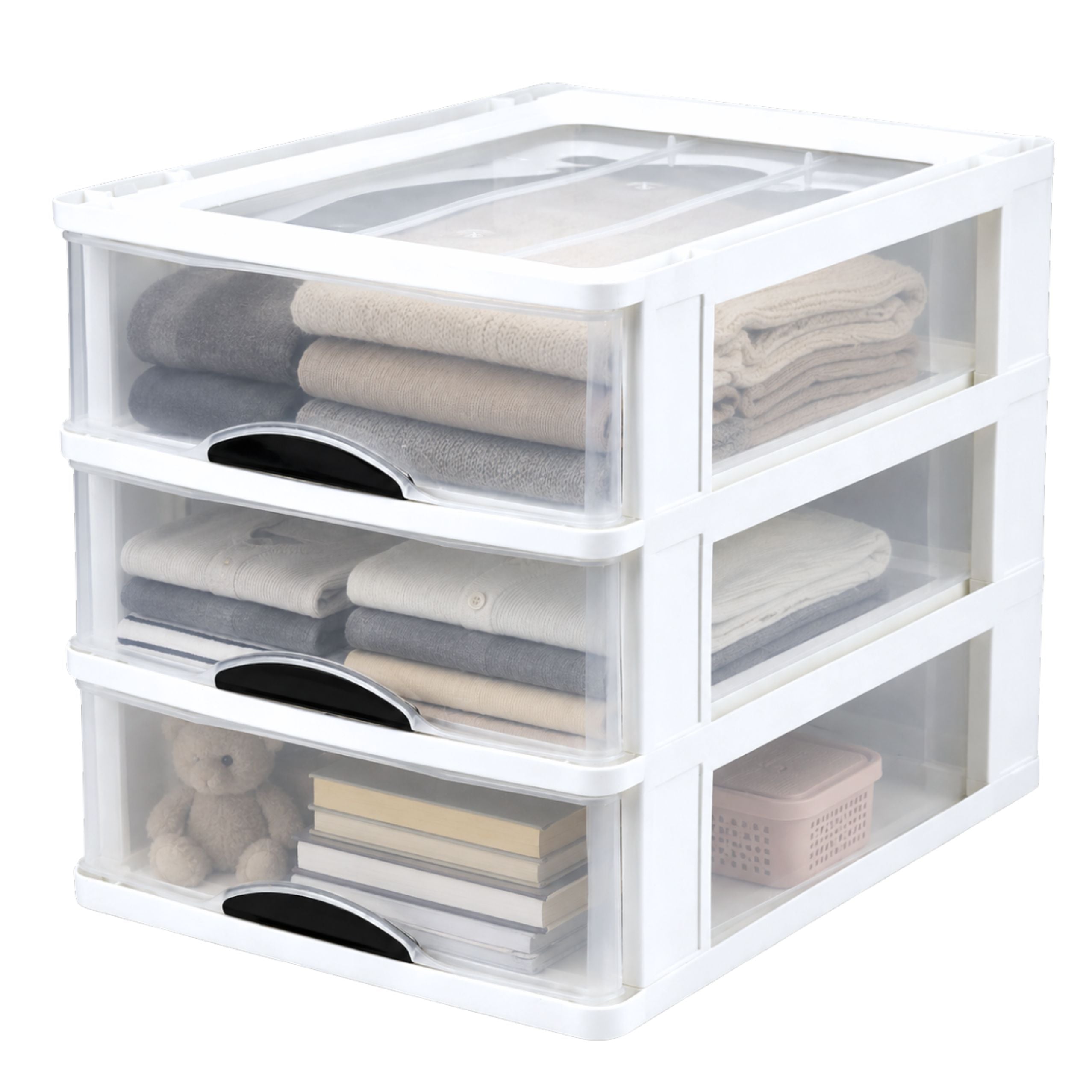 Multifunctional Organizer 3 Drawers Plastic Container White