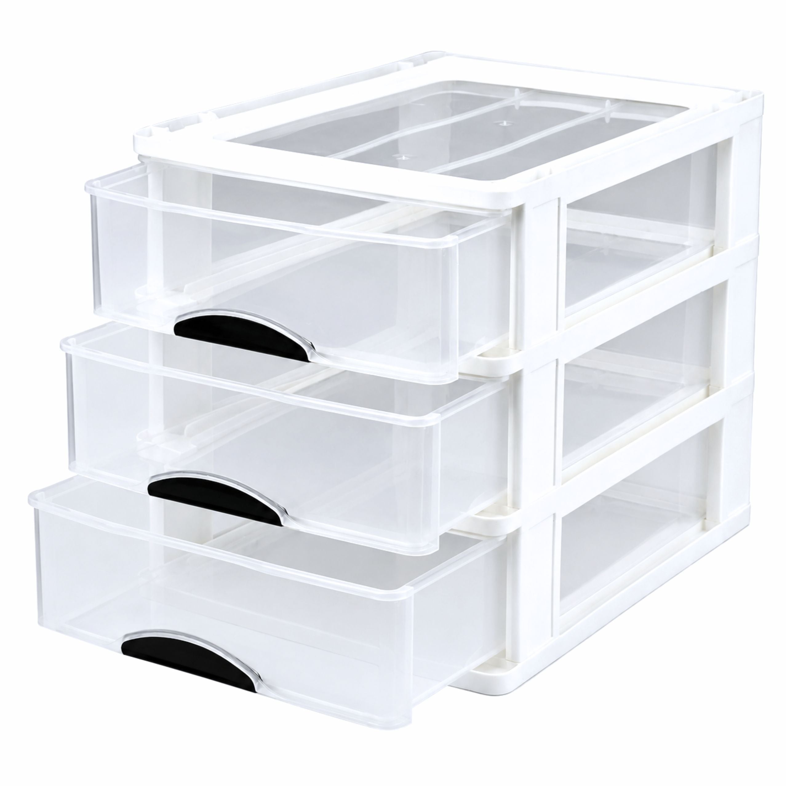 Multifunctional Organizer 3 Drawers Plastic Container White
