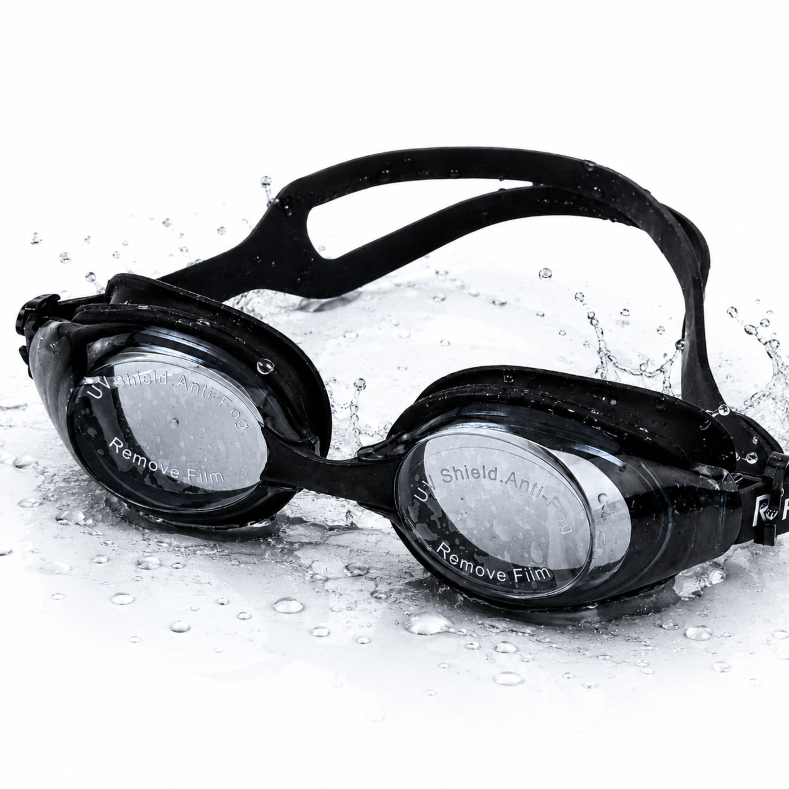 Adjustable Swimming Goggles Anti-fog Coating Uf Protection Black Case