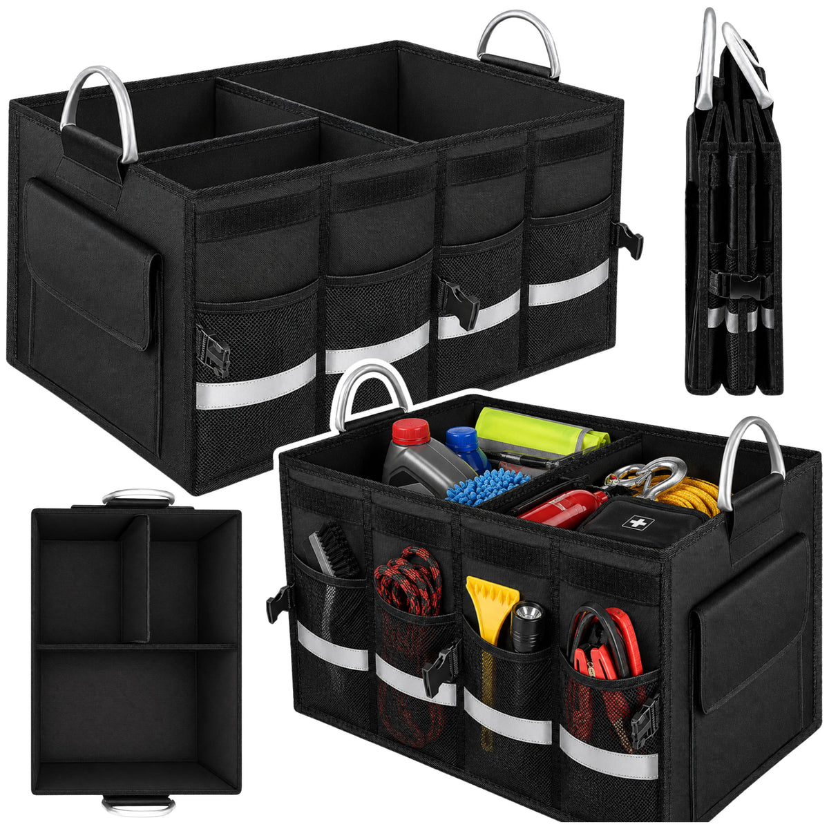 Borsa portabagagli grande pieghevole per organizer per auto nera 50 l