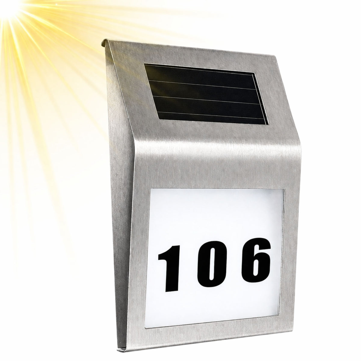 Solar Led Wall Lamp With House Number Illuminated Stainless Steel