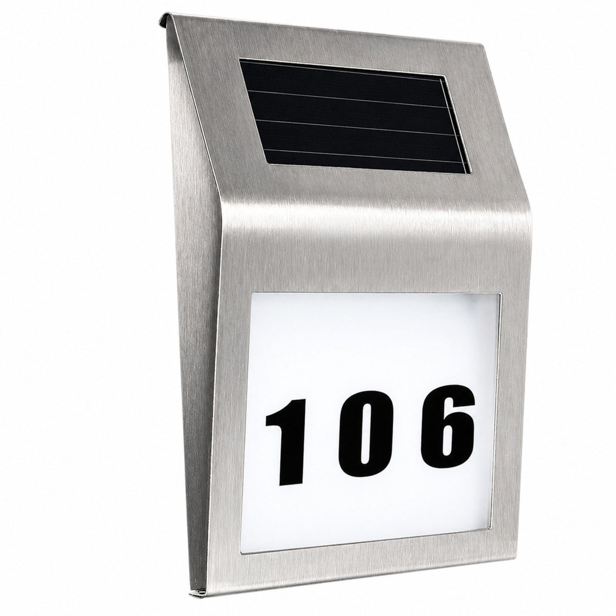 Solar Led Wall Lamp With House Number Illuminated Stainless Steel