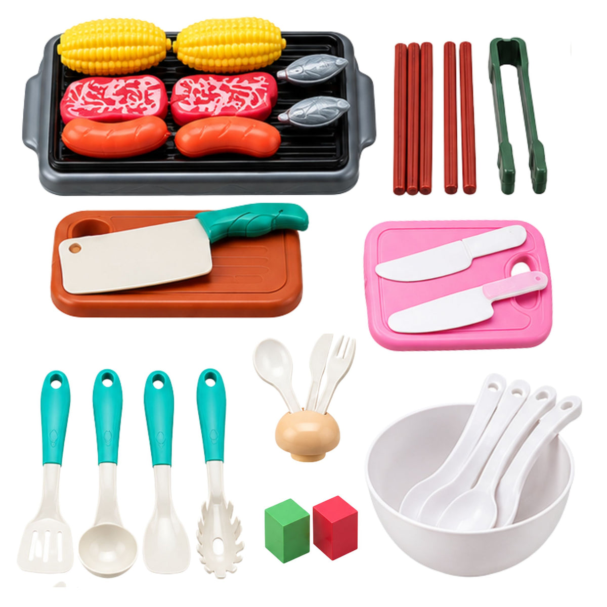 Set Cucina Per Bambini Pentole Fornello Prodotti Alimentari Suoni 90 Pz.