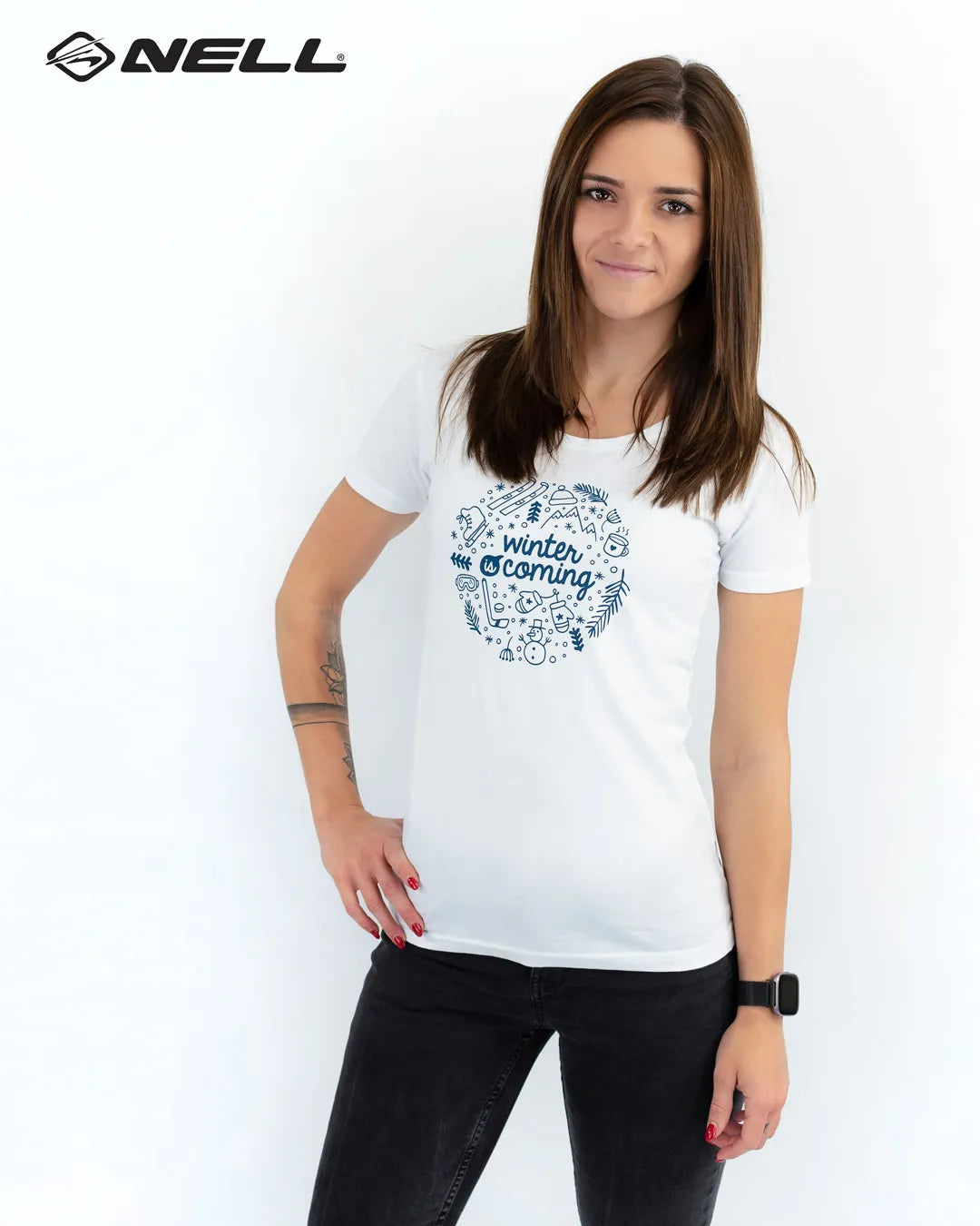T-shirt da donna jm invernale bianca xl