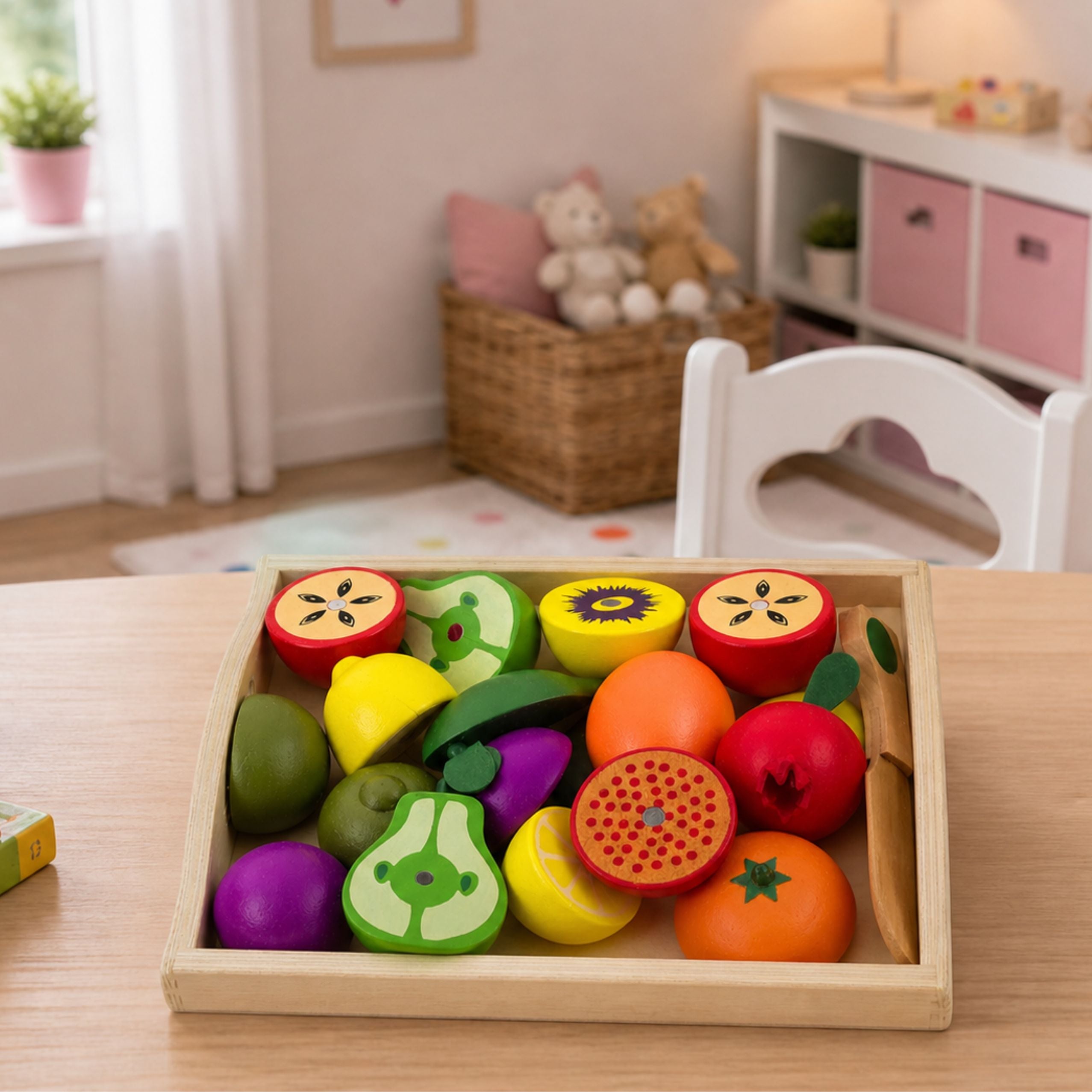 Wooden Fruit Chopping Set Magnetic Safe Knife Board