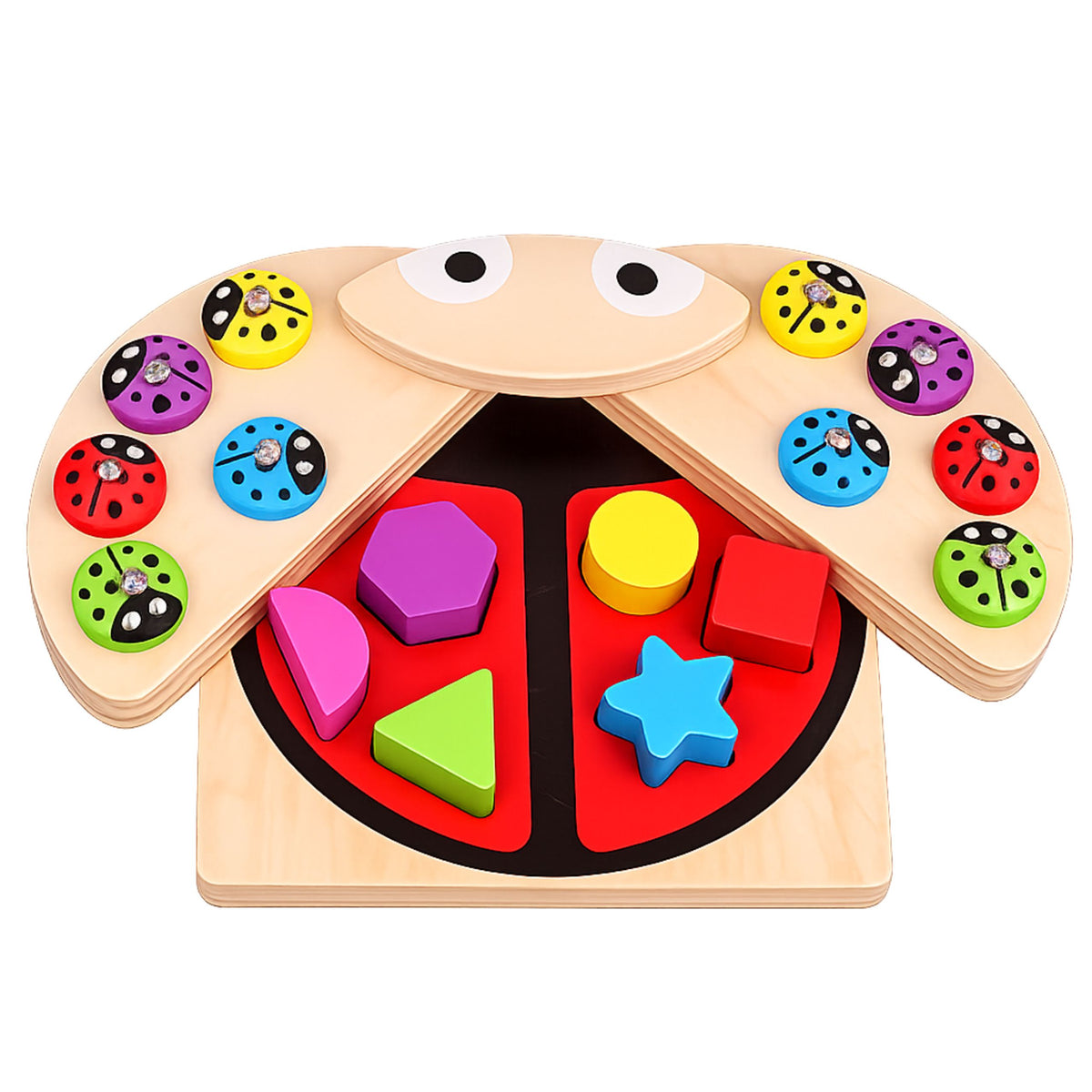 Wooden Ladybug Catching Game Pedagogiskt pussel Ladybug Sorter